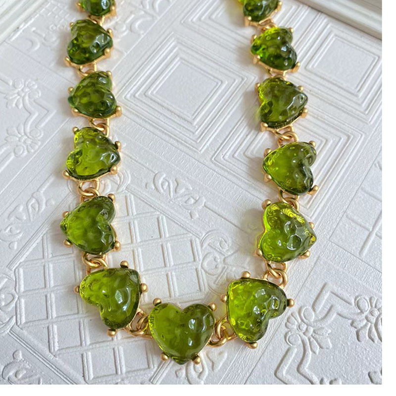 Retro Heart Shape Alloy Glass Inlay Artificial Gemstones Womenu0027S Bracelets Earrings Necklace