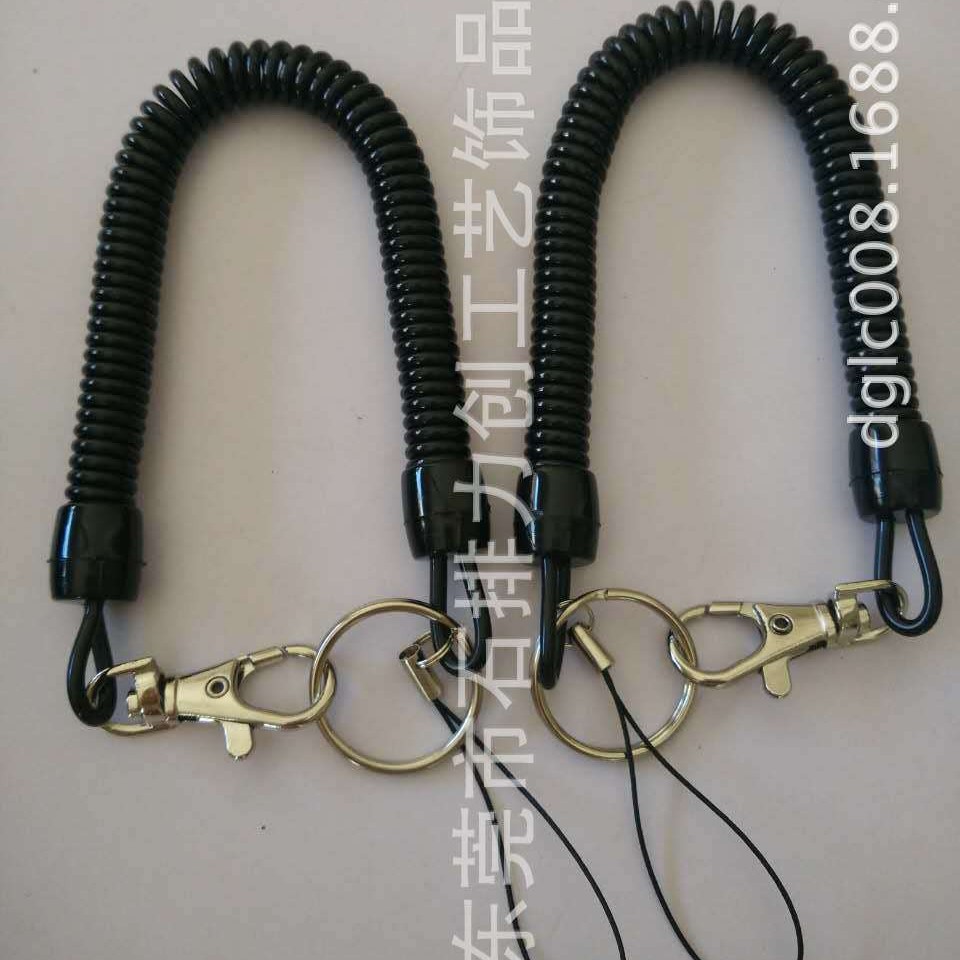 厂家批发PU弹簧绳钥匙扣多功能防盗收缩失手绳钥匙链弹簧手机绳