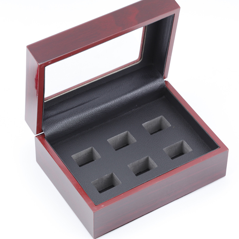 冠军戒指6孔木盒 高档戒指盒包装