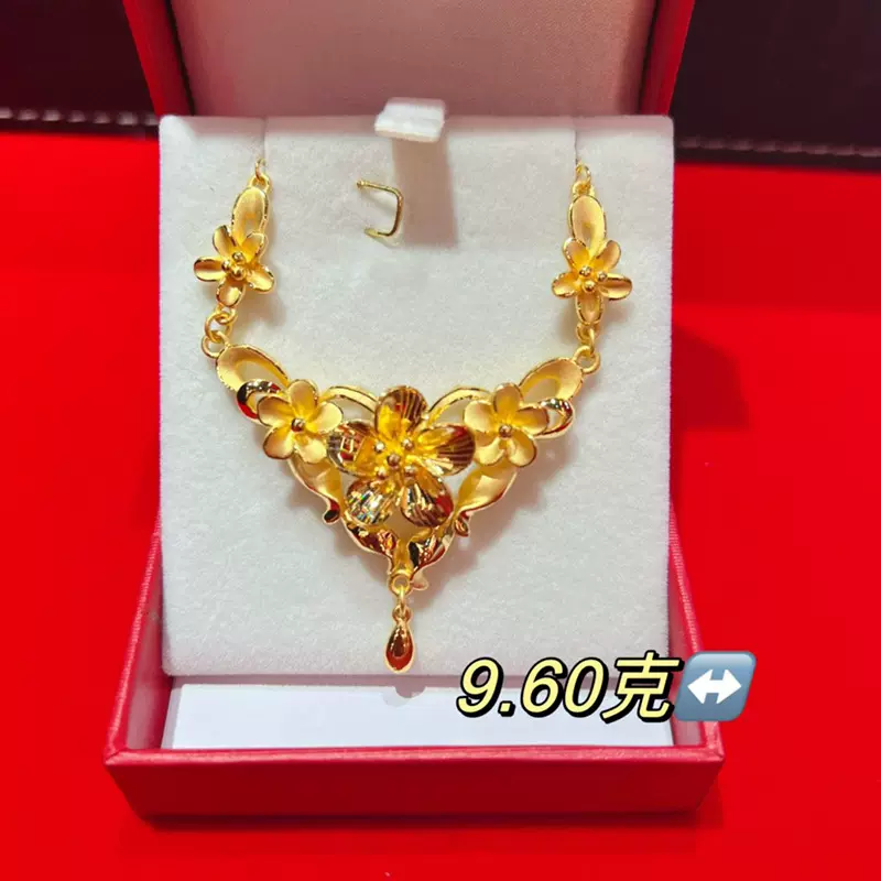 足金硬金花项链女款足金999.9