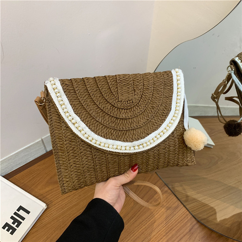 Women's Medium Straw Geometric Elegant Flip Cover Square Bag display picture 12