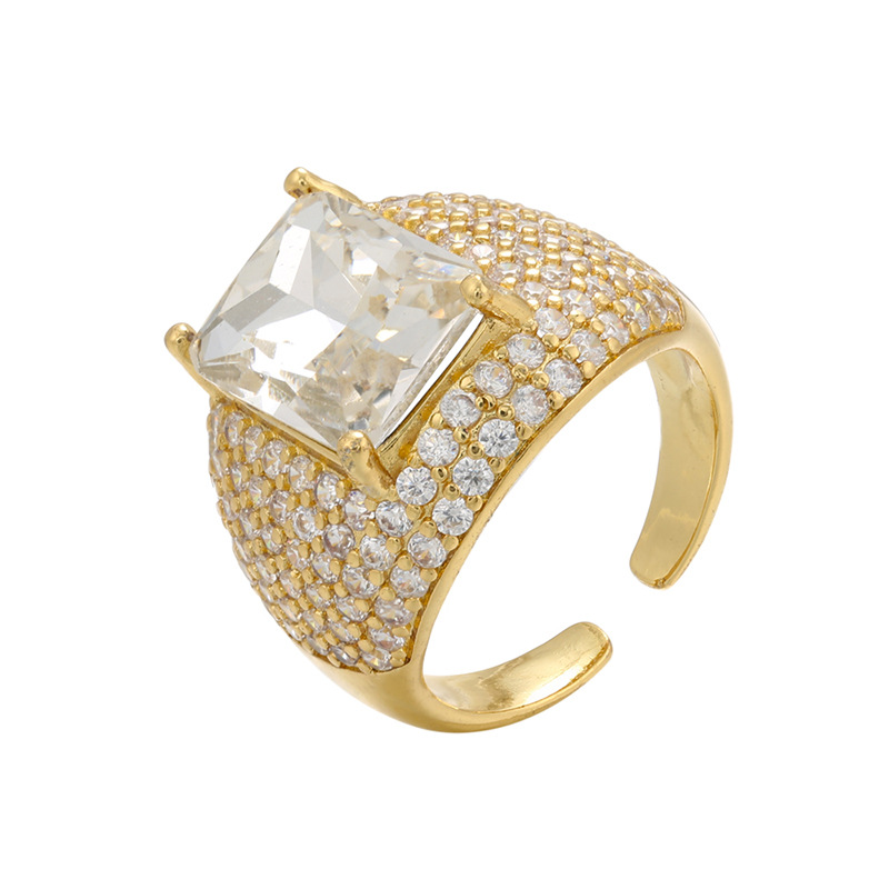 8g Weight Zircon Inlay Material Festival Occasion Copper Material Geometric Pattern Women'S Gender Plating Design Fashion Style White, Purple, Green, Gold Color Copper Plating Geometric Zircon Copper Rings 4