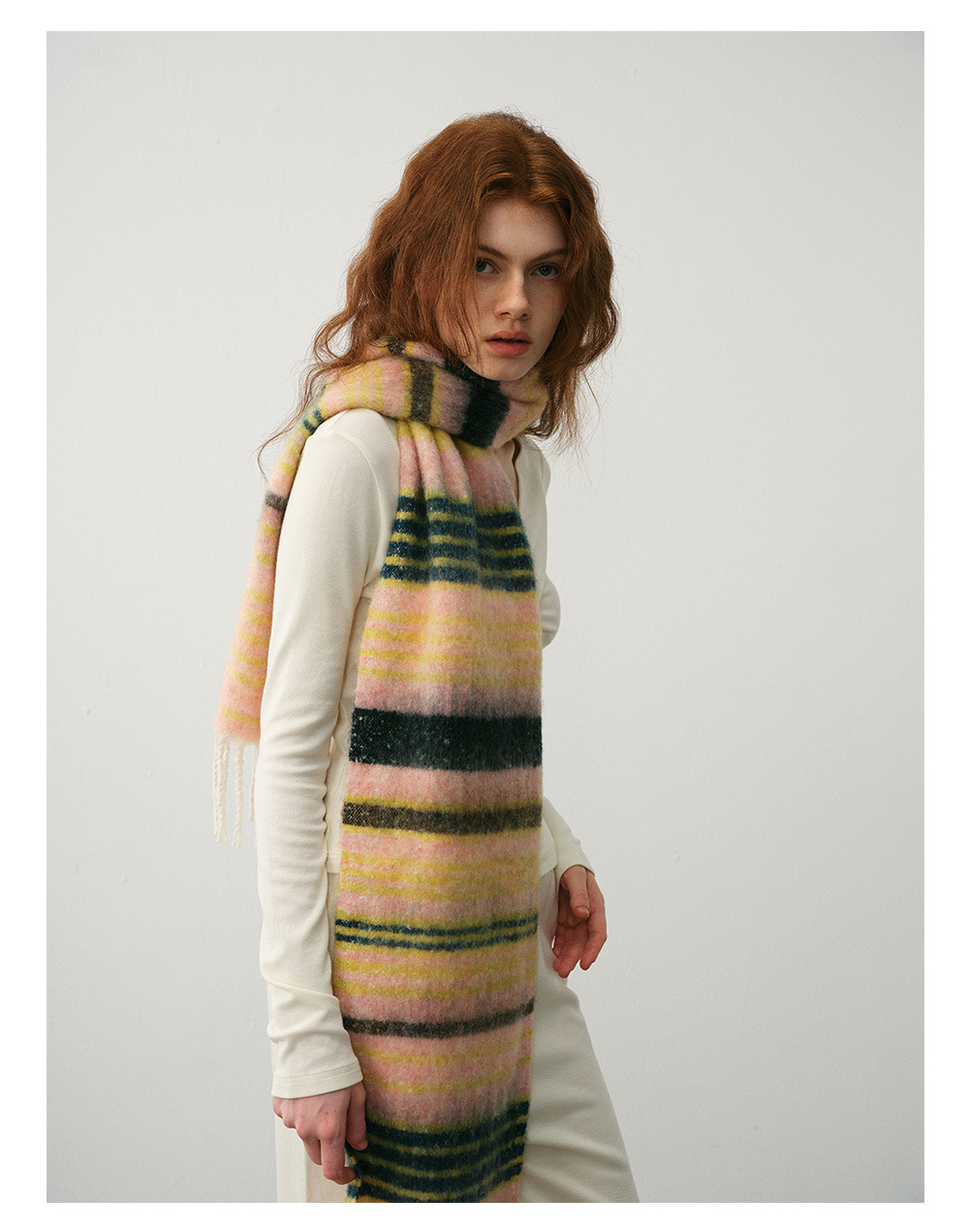 Neuer Designerschal aus Wollmischung mit Saturn-Streifen für Damen mit weichem Latz für winterliche Atmosphäre_voghion.com