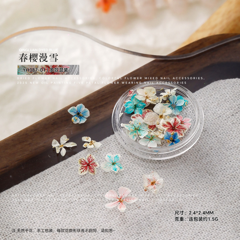 网红美甲干花夏日渐变花朵混彩天然压花干燥DIY盒装穿戴甲材料品|undefined