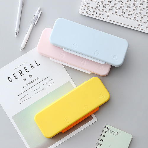Ins Japanese minimalist cute primary school student large capacity double-layer stationery box multi-functional children's pencil case
