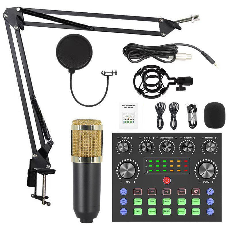 English BM800 microphone microphone V8S sound card cross-border computer recording stand live podcast equipment complete set
