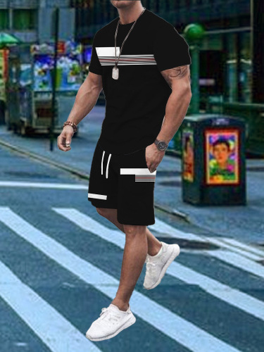 3D short sleeve set, shorts set, casual t-shirt set