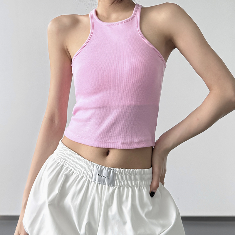All-Match I-Character Beautiful Back Sports Underwear Women's 2025 Summer New Outside Wear Sweet and Hot Yoga Clothes Vest Slim Top