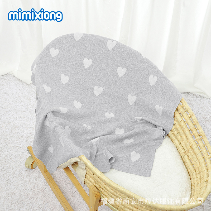 Ins venta caliente transfronteriza nueva manta de punto para bebés y niños pequeños de amor de algodón, manta de aire acondicionado para bebés, alfombra de juego