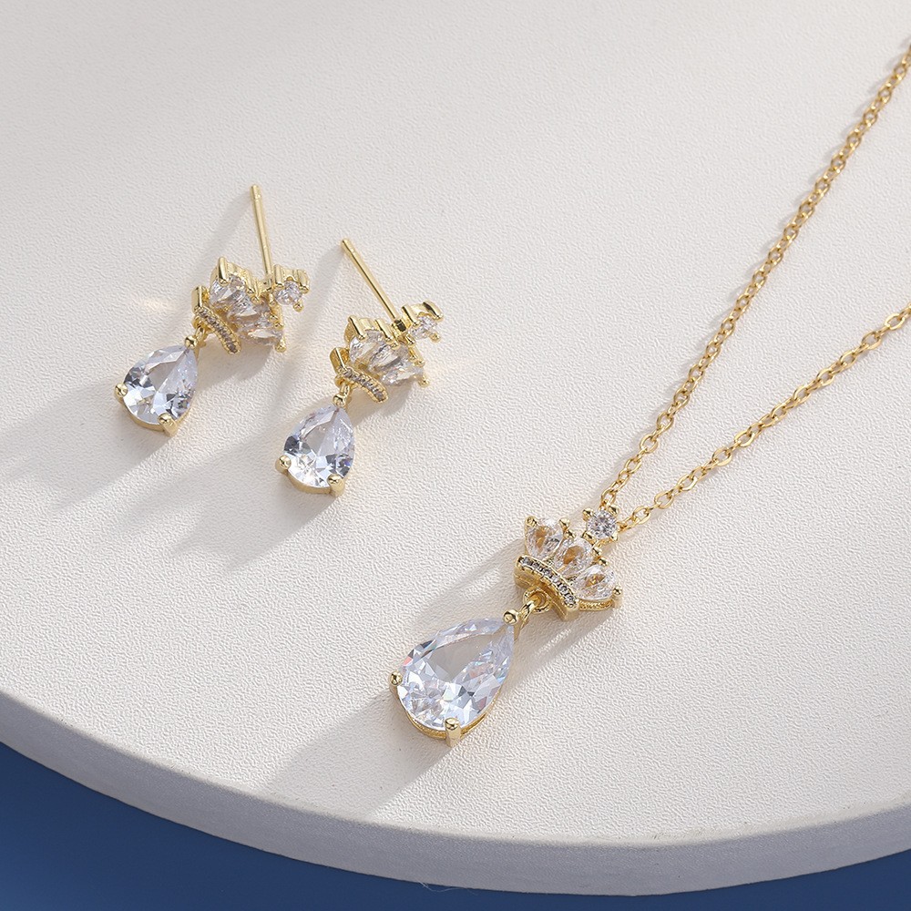 Heiß-verkauf mode OL licht luxus vielseitig kupfer überzogene K reales gold schmuck halskette set_voghion.com