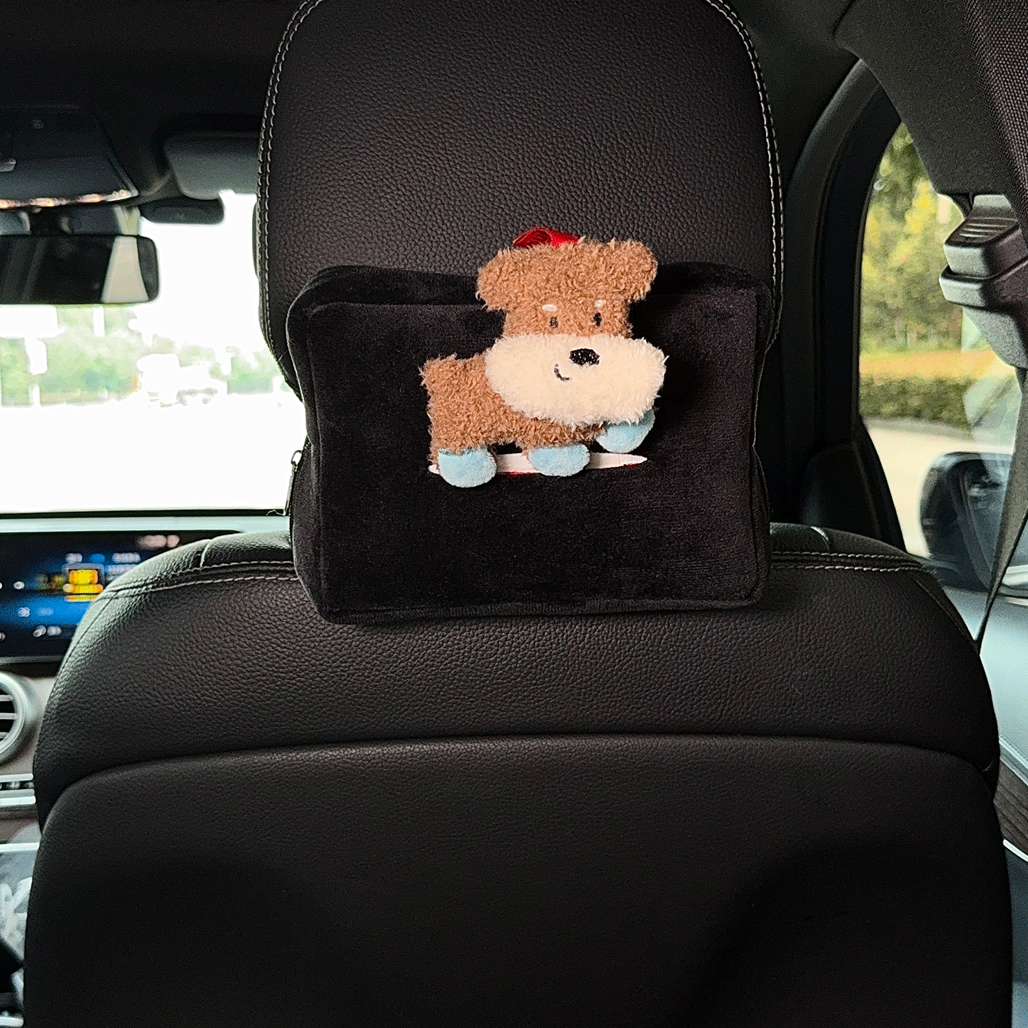 Cute car tissue box, adorable puppy design, hanging tissue holder for car seat back, car tissue cover for women