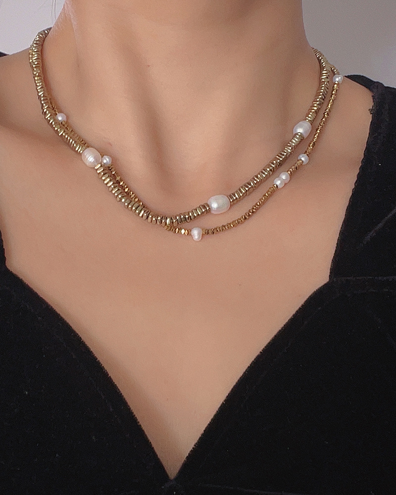 28g Weight 18K Gold Plated Plating Material Necklace Classification Vacation Geometric Freshwater Pearl Titanium Steel Plating 18k Gold Plated Necklace
