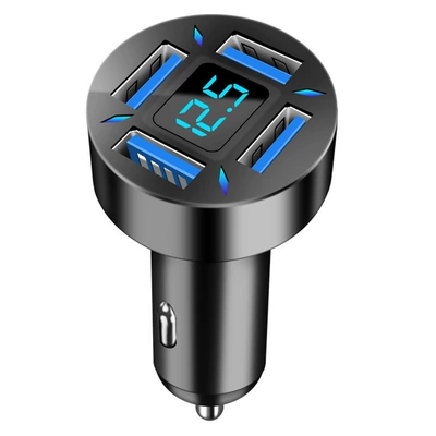 Mobil şarj cihazları Car Cigarette Lighter Adapter One-To-Six - 4usb-48a-digital-display-car-charger-opp-bag