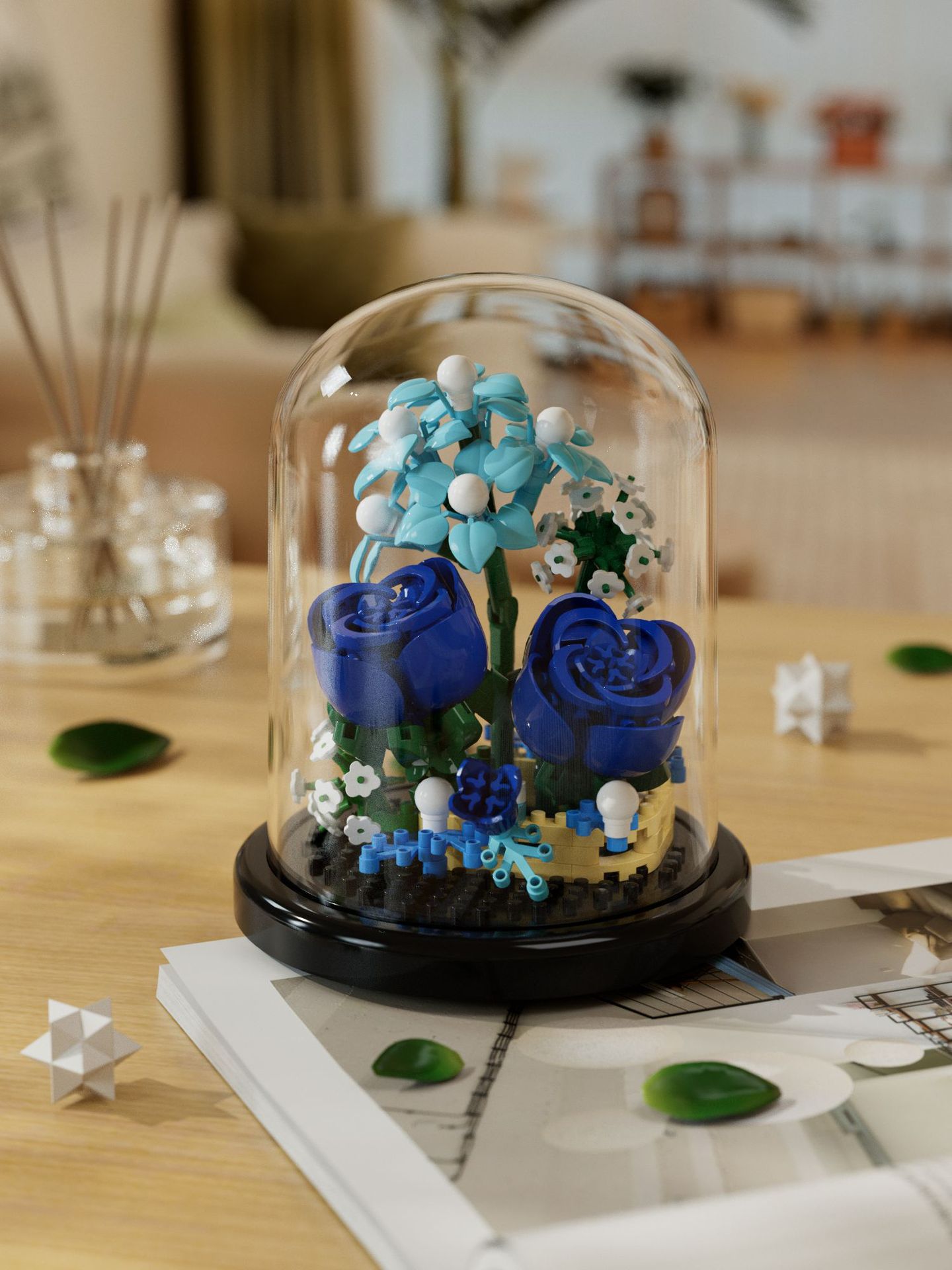 Compatible con la red alta cactus plantas suculentas escritorio decoración creativa para niños niñas ensamblaje juguetes bloques de construcción