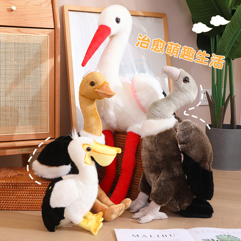 Muñeca de pájaro de simulación, juguete de peluche, muñeca de animal transfronteriza, regalo conmemorativo del zoológico, decoración escénica, muñeca de trapo