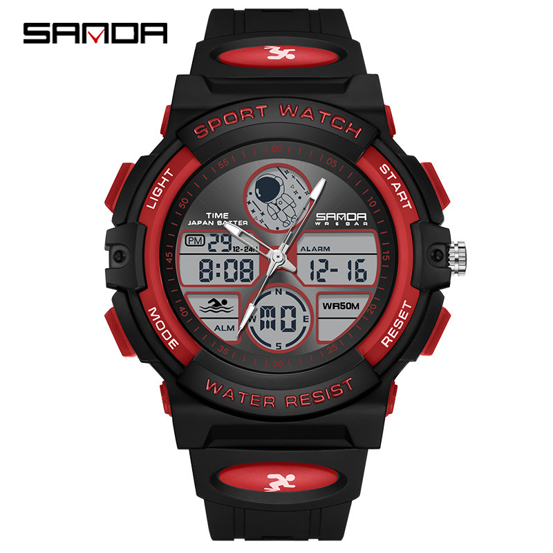 Sanda Spaceman reloj electrónico multifuncional hombres y mujeres Moda Panda patrón impermeable reloj de hombre