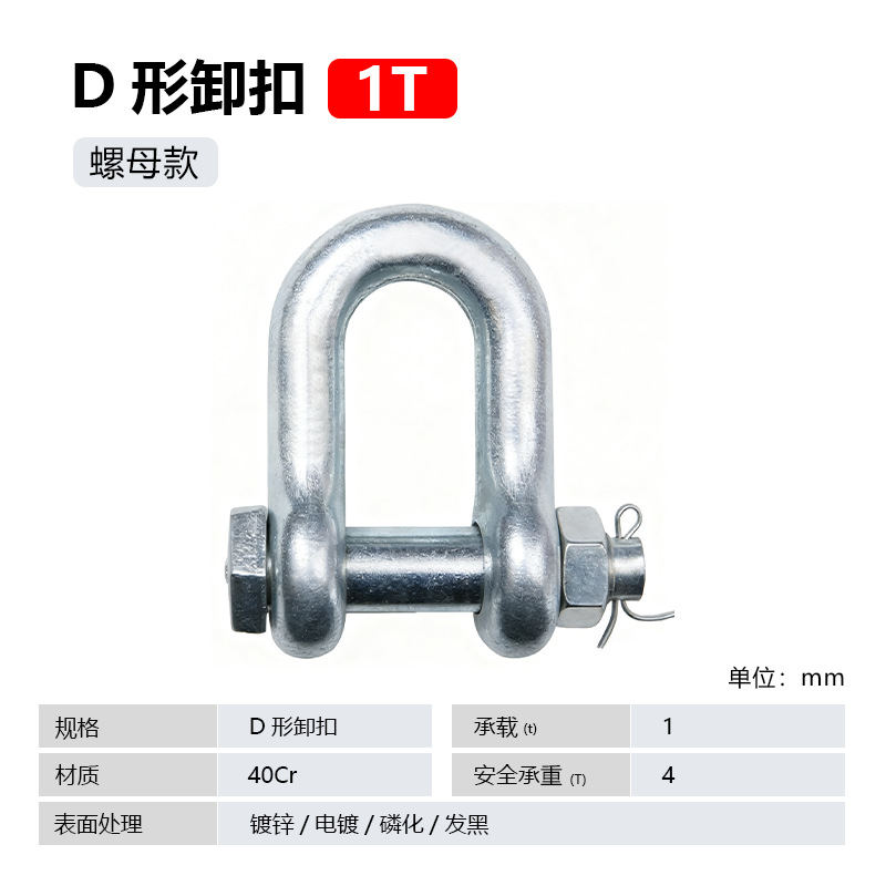 Скоба Zhongye Brand D-образная 1 т с гайкой