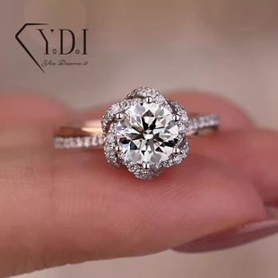 18K Gold Retiya Artificial Cultivated Diamond Ring Female IGI Laboratory Synthetic Diamond Ring Rose Gold Proposal