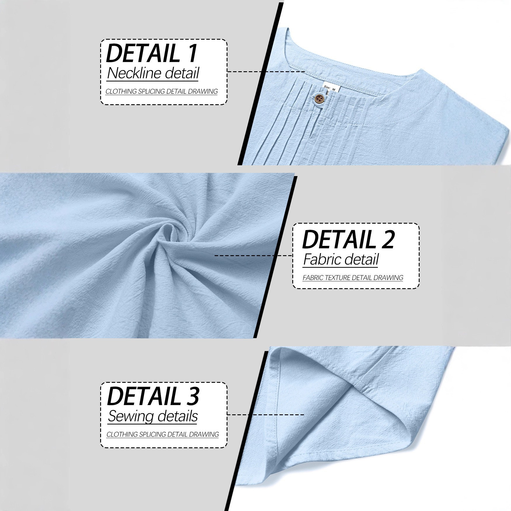 Europa y los Estados Unidos nuevos hombres casuales sueltos camisetas de manga larga transfronterizas TK pliegue algodón lino cuello Henry camisa de playa de lino