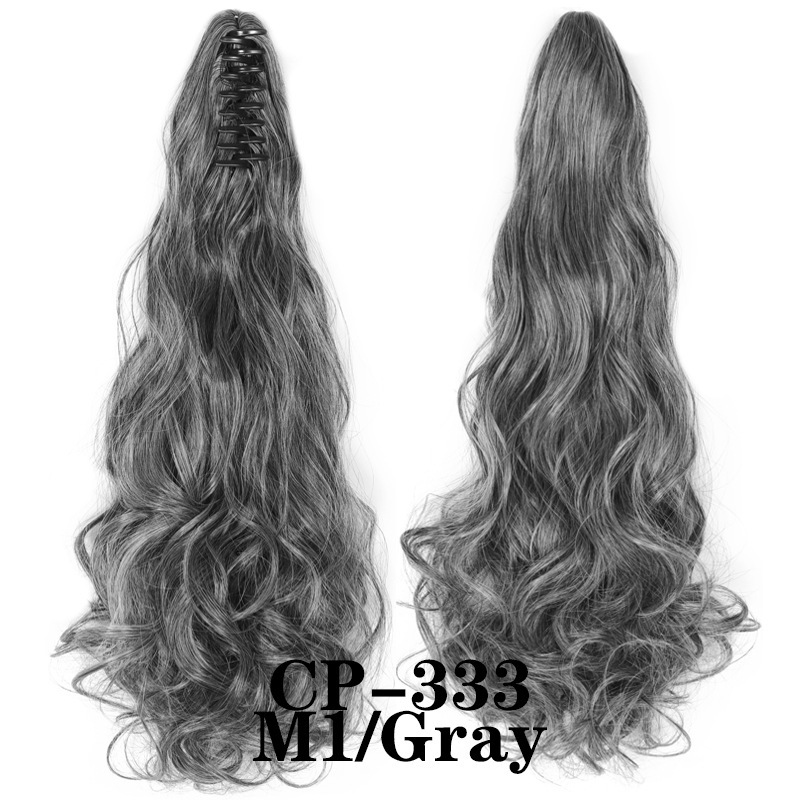 Europa y los Estados Unidos pelucas ondas largas pelucas de fibra química agarrar clip de cabello rizado garra de caballo 8 dientes fábrica de cola de caballo en stock