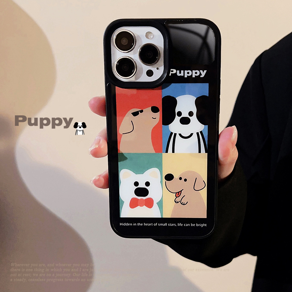 Cinghia appesa con illustrazione di cane adatta per Apple 14 ProMax Phone 15 Custodia in vetro per iPhone 13 con cartoni animati alla moda 11_voghion.com