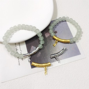 Vintage Alloy Bamboo Bend Tube Beads New Chinese Style High-rise Handmade diy Bracelet Jewelry Accessories