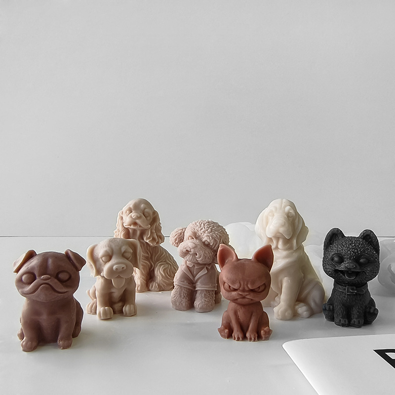 Jiahuimei cachorro enojado vela molde de silicona DIY hecho a mano epoxi animal cachorro enojado molde de yeso