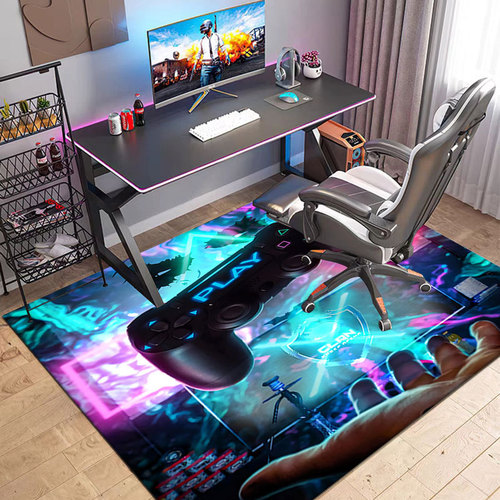 Cartoon game console handle carpet, video game e-sports gaming floor mat, bedroom living room carpet, study chair cushion