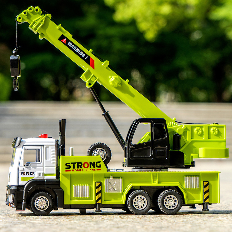 Large Alloy Sound and Light Rescue Hook Trailer Model Ornaments Artificial Engineering Crane Boy Alloy Car Model