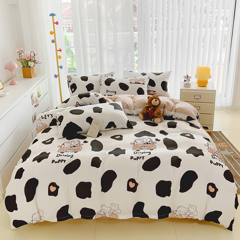 Fabrica textil de Nantong al por mayor sábanas de algodón nubes set de cuatro piezas set de edredón de viento idílico set de camas de dormitorios de estudiantes set de tres piezas