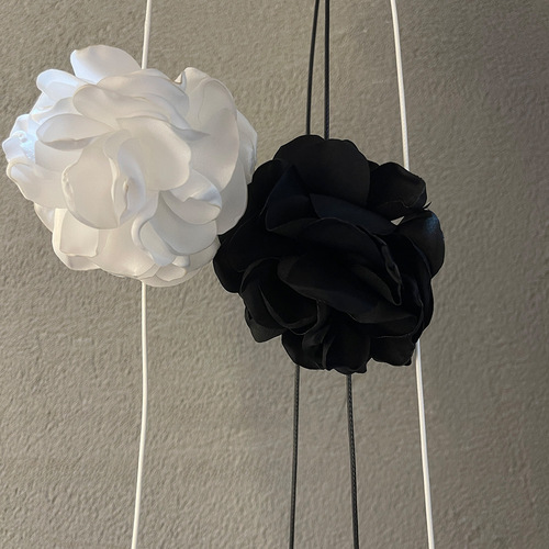 Lily of the Valley Blossom Strap Necklace Camellia Choker Necklace Vintage French Tie Bracelet Collar Necklace