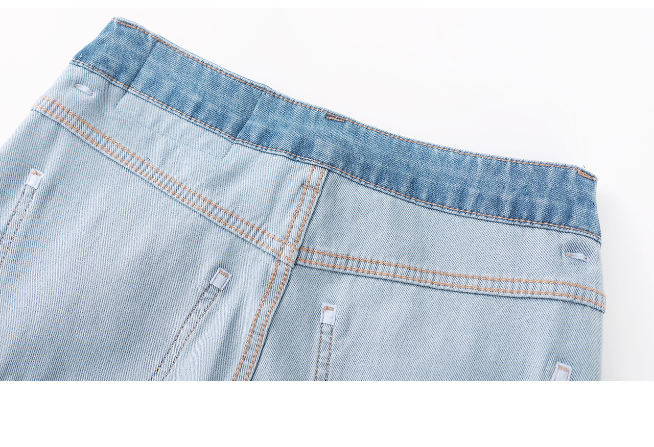 Quần jean nữ cạp cao ống rộng chất liệu cotton pha sợi co giãn mềm mại — xanh lam chi tiết 33