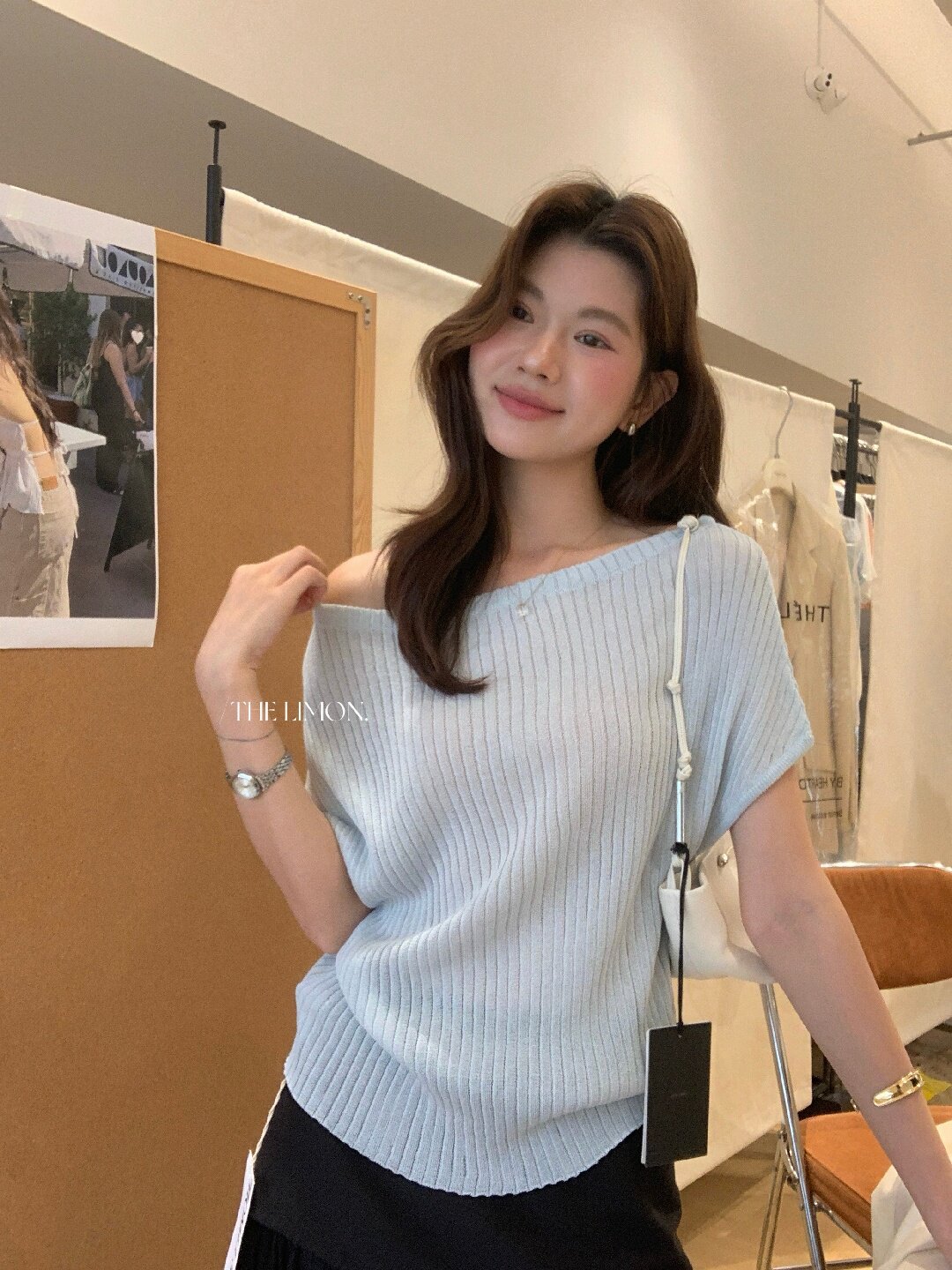 Áo thun nữ cổ tròn basic tay ngắn phong cách Hàn Quốc — Cà phê, màu đen, Bột củ sen, trắng ngà chi tiết 25