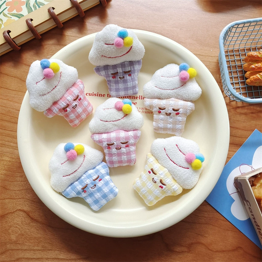 Сладкая корейская ткань мороженое diy детские аксессуары для волос Симпатичные клетчатые мороженые броши аксессуары ручной работы