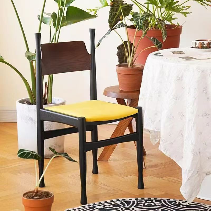 Vintage Home Dining Chair Living Room Retro Solid Wood Designer Nordic Simple Light Luxury Backrest Chair Modern French Style