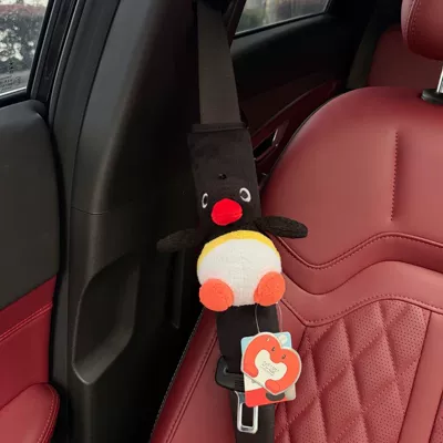 Authentic Pingu Little Penguin Seat belt shoulder pad - cute-penguin-black-velvet-shoulder-pads