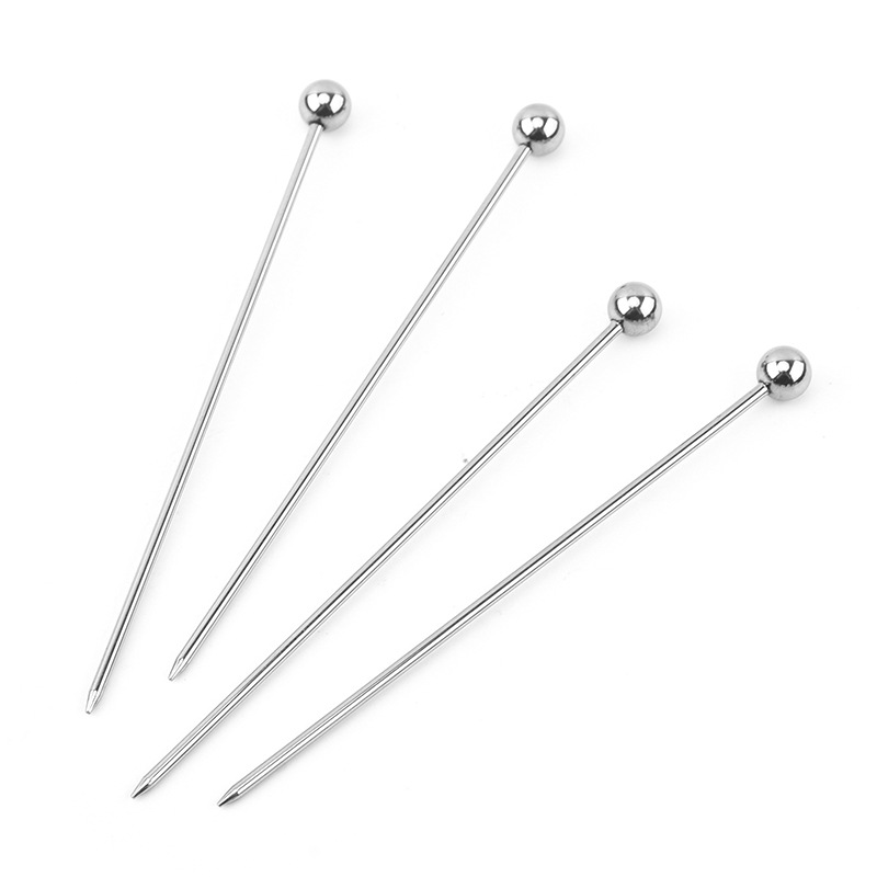 Fábrica al por mayor de acero inoxidable aguja de fruta tenedor de fruta aguja de cóctel firma de pastel firma de bocadillos barra cocina casera