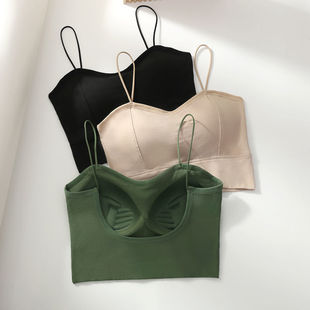 Black and White Cotton Summer U-Shaped Beautiful Back Camisole Trendy Tube Top Women's Base Layer Outerwear Anti-Exposure Tank Top