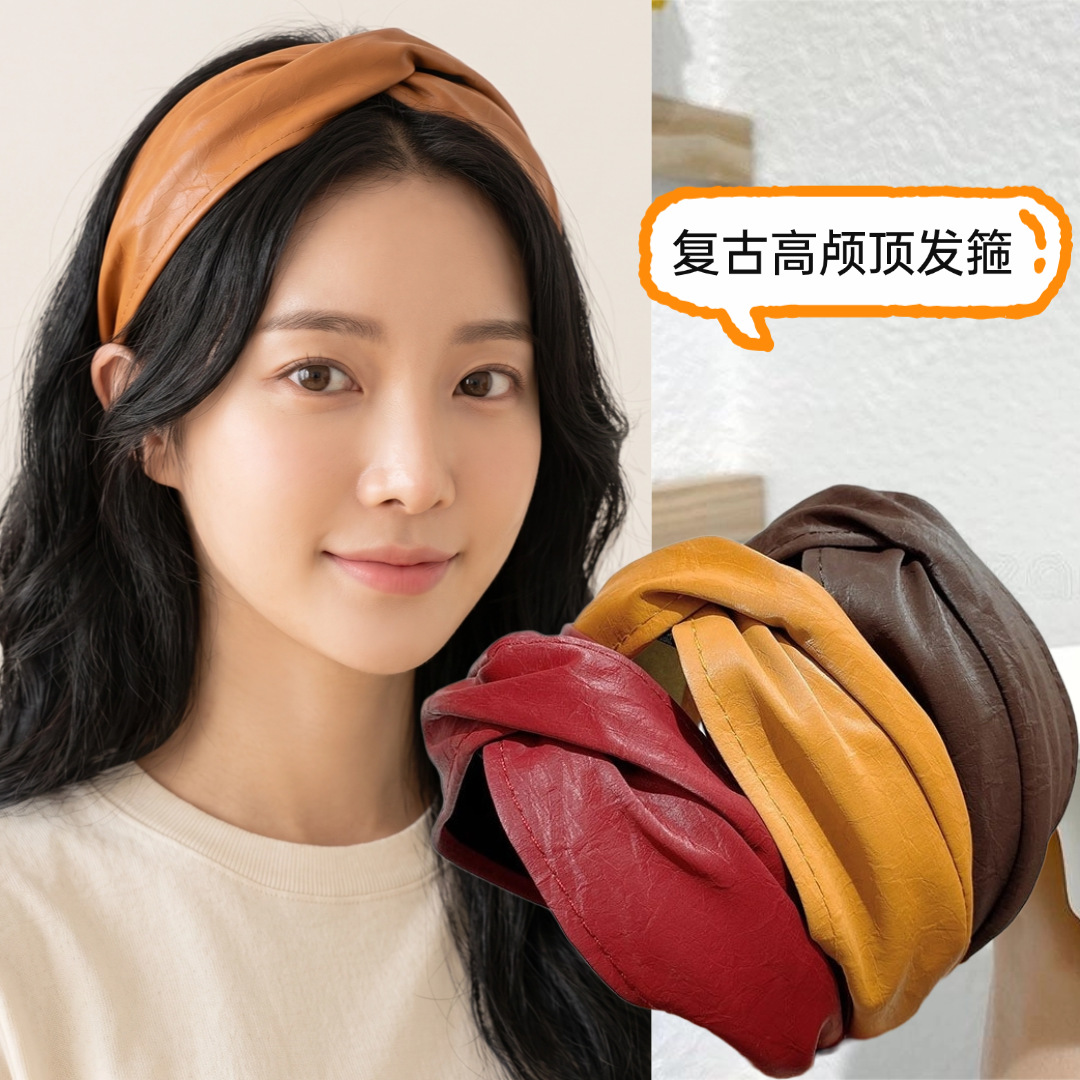 纯色交叉打结发箍宽边压发洗脸头饰发带百搭韩国气质绿色头箍发卡