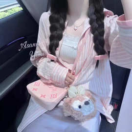 美式复古秋季长袖格纹衬衫女春秋季潮牌甜酷学院风polo领衬衣外套