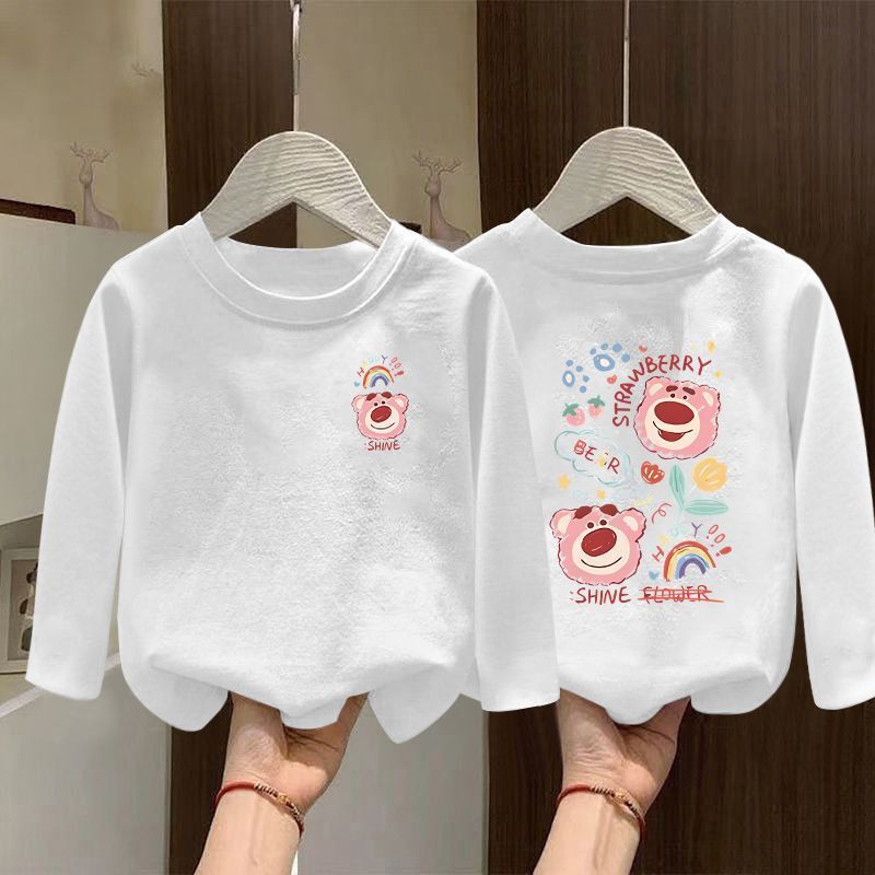 Children's Base Layer Spring & Fall Thin 2025 New Girls' Inner Pure Cotton White Tops Medium and Large Kidsren's Long-Sleeved T-Shirts