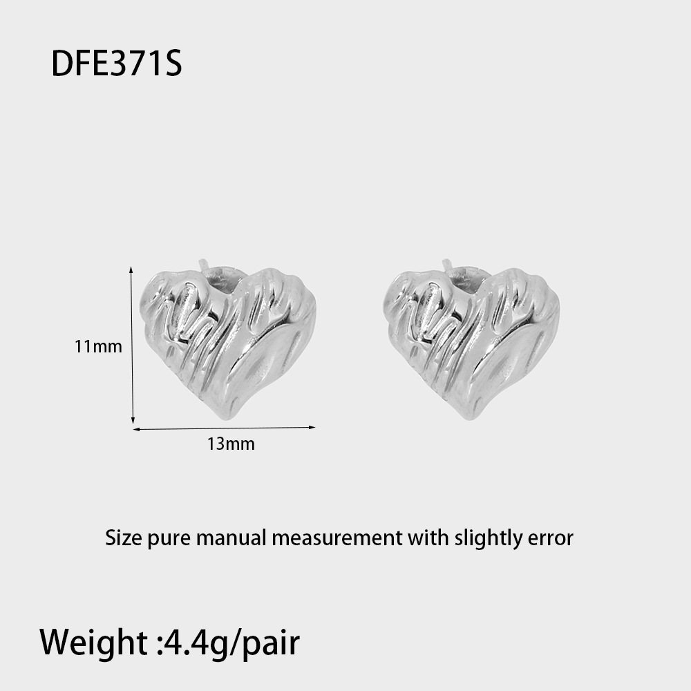 7g Weight 1 Pair Lady Heart Shape Plating 304 Stainless Steel Ear Studs