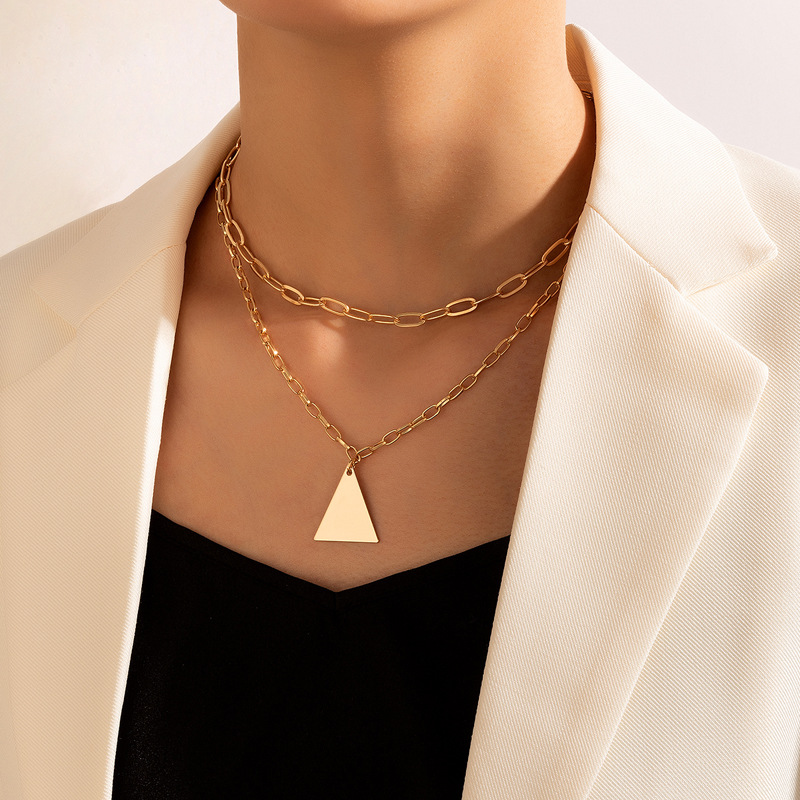Mode-dreieck-ketten-doppelschicht-geometrische Halskette display picture 1