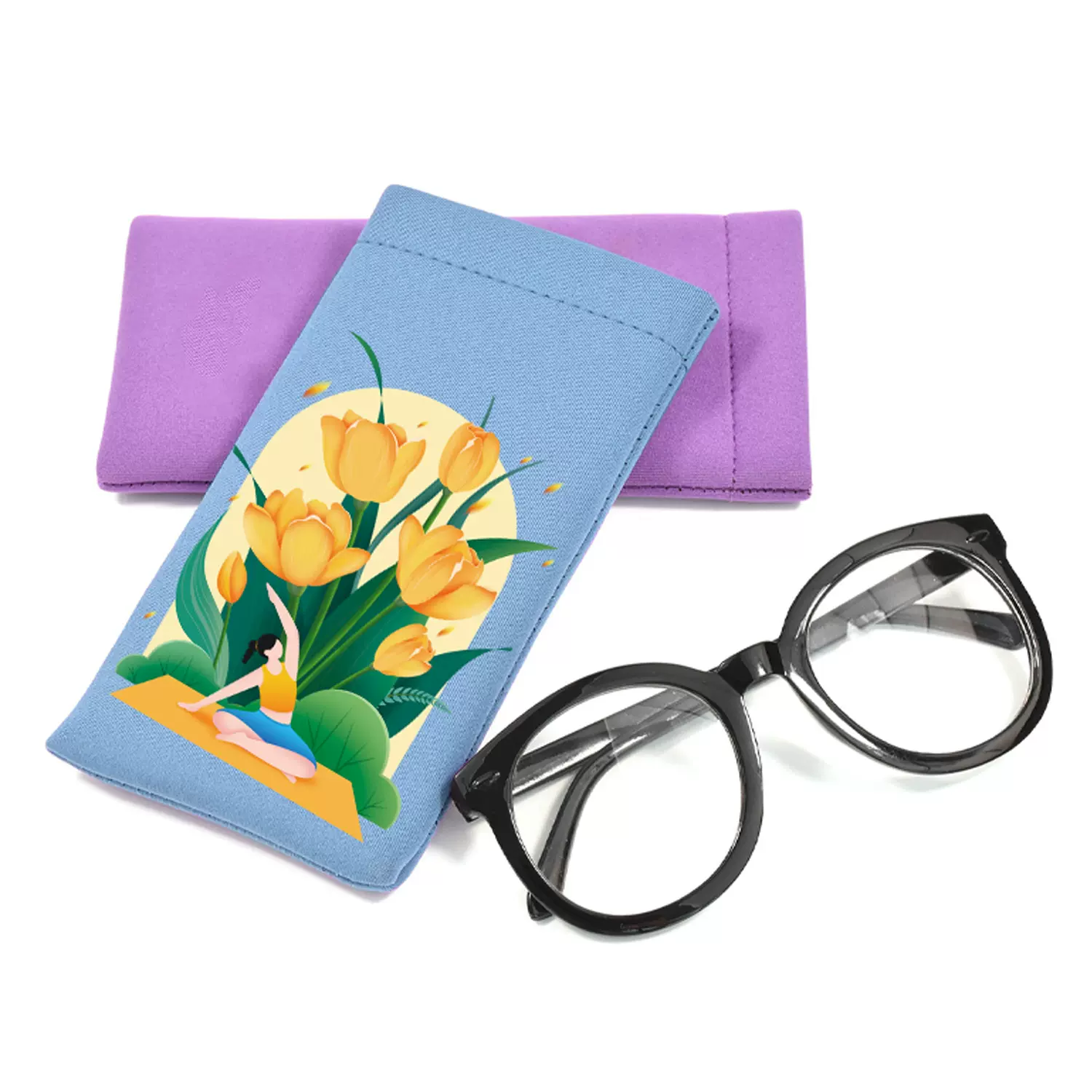 源头厂家新款印花复合弹片眼镜袋儿童眼镜收纳袋便携定制图案logo