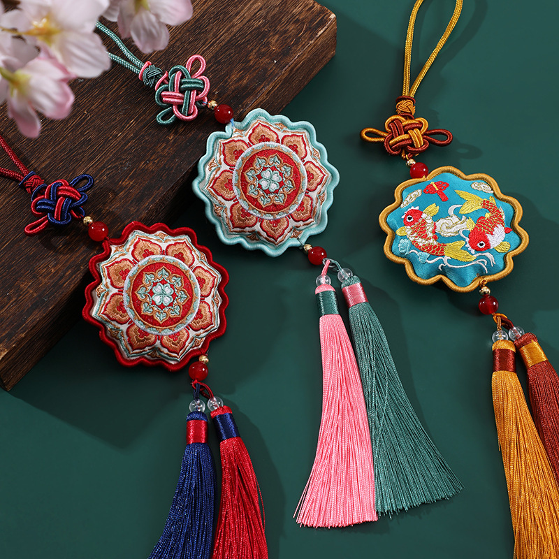 敦煌刺繍フラワーサシェサシェペンダント平和のお守り寺院景勝地文化創造ギフト端午節サシェサシェ|undefined