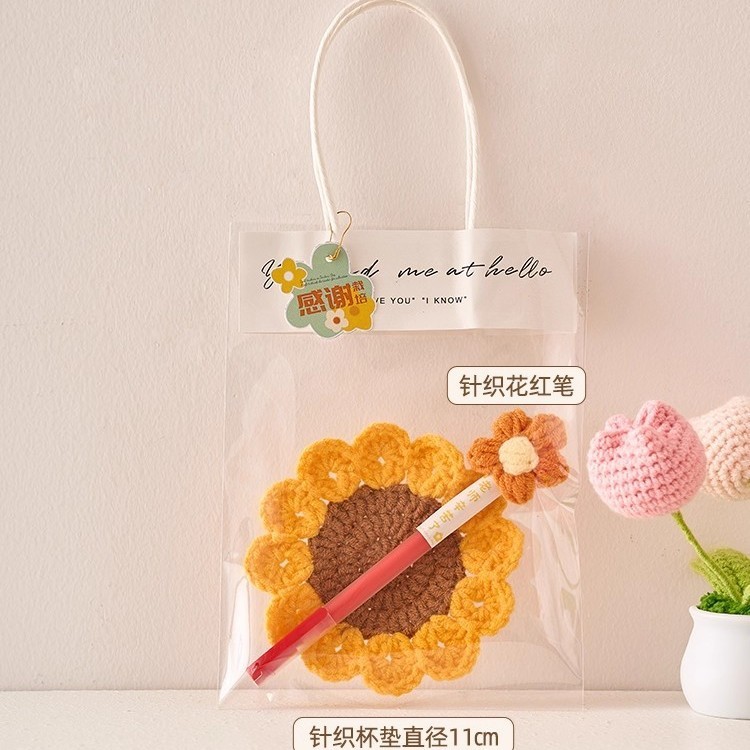 教师节礼物送女老师专用批改作业红笔2025新款钩织小红花实用礼品|undefined
