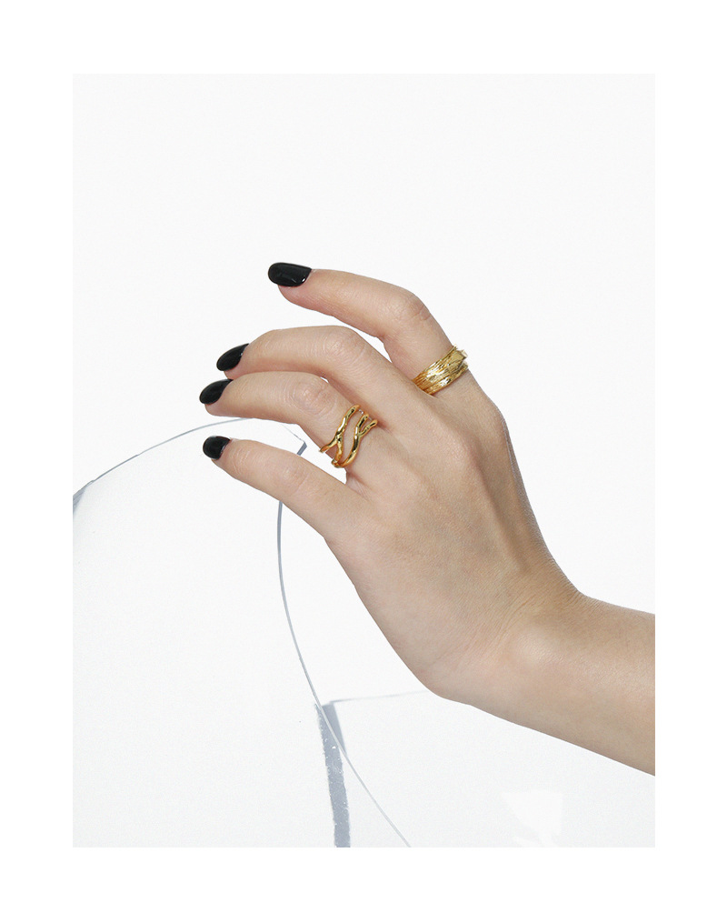 Korean niche irregular surface texture S925 sterling silver open ring female