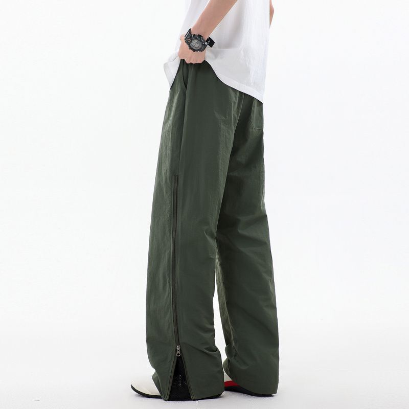 New Fashion Loose Straight-Leg Casual Pants for Men, American Style Trendy Summer Thin Straight-Leg Pants with Side Zipper New Fashion Loose Straight-Leg Casual Pants for Men, American Style Trendy Summer Thin Straight-Leg Pants with Side Zipper