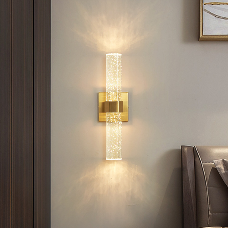 Luz de fondo simple lámpara de pared de cama doble lámpara de pared lámpara de pared sala de estar dormitorio cristal postmoderno fabricantes de lujo