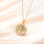 爆款满钻生命树吊坠项链女时尚个性镂空生命之树跨境项链饰品男女